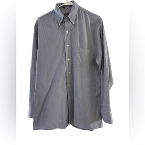 Lord & Taylor Vintage Navy/White 100%Cotton 2 ply Pin Striped Button Down Shirt